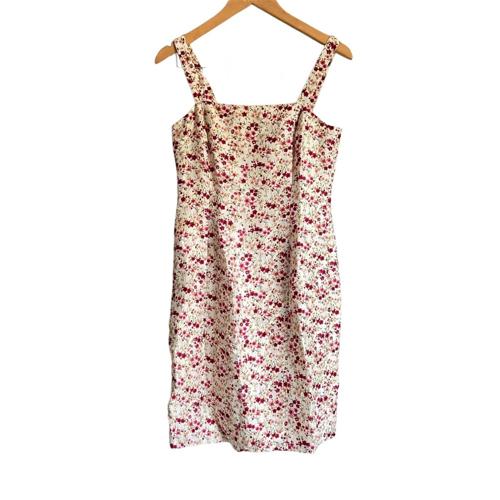 Womens Ann Taylor Vintage 90s Floral Print Sleeveless Dress Silk size 2